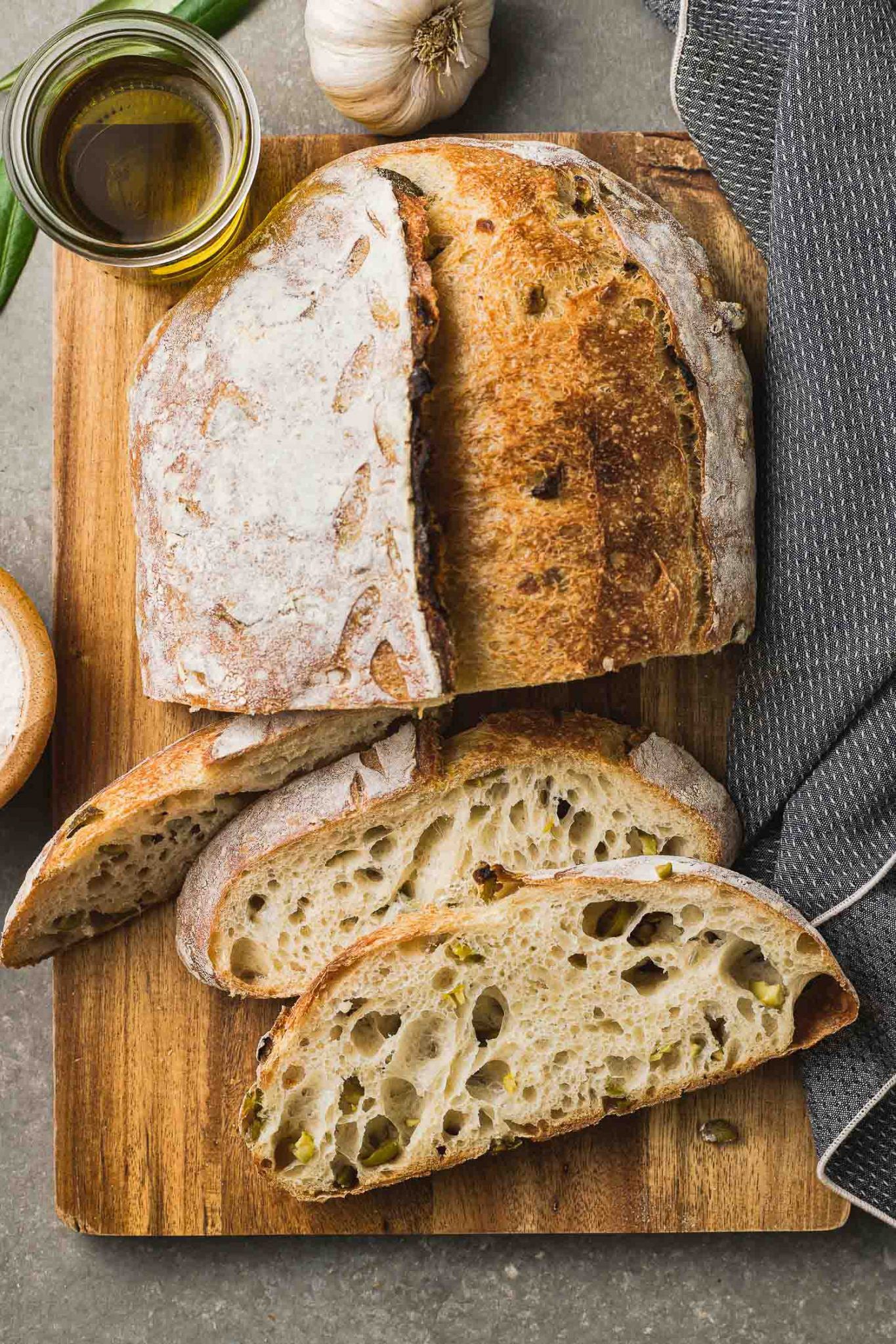 Sourdough Olive Bread on Tortured Hero (Merino) Fingering